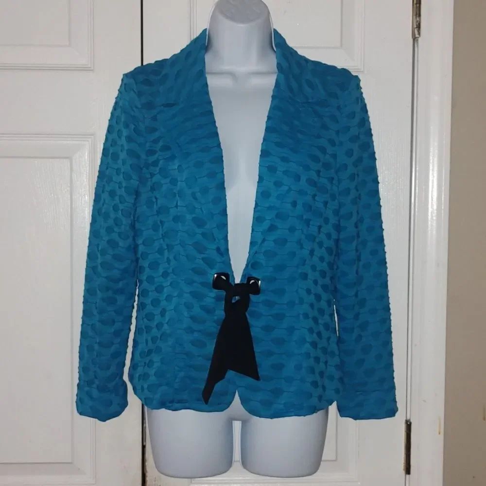 Peck & Peck tuquoise cut out light weight jacket blazer  Sz M